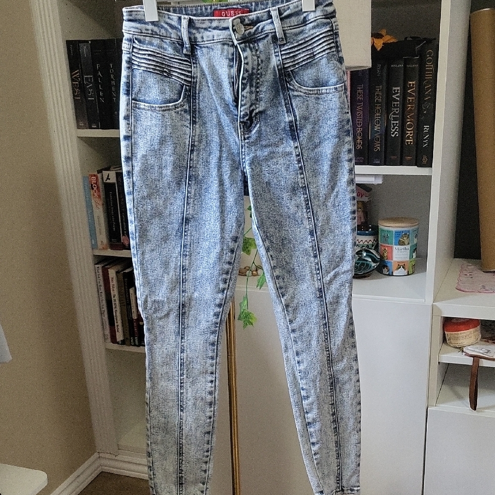 Guess Women's Acid Wash Skinny Jeans - Blue